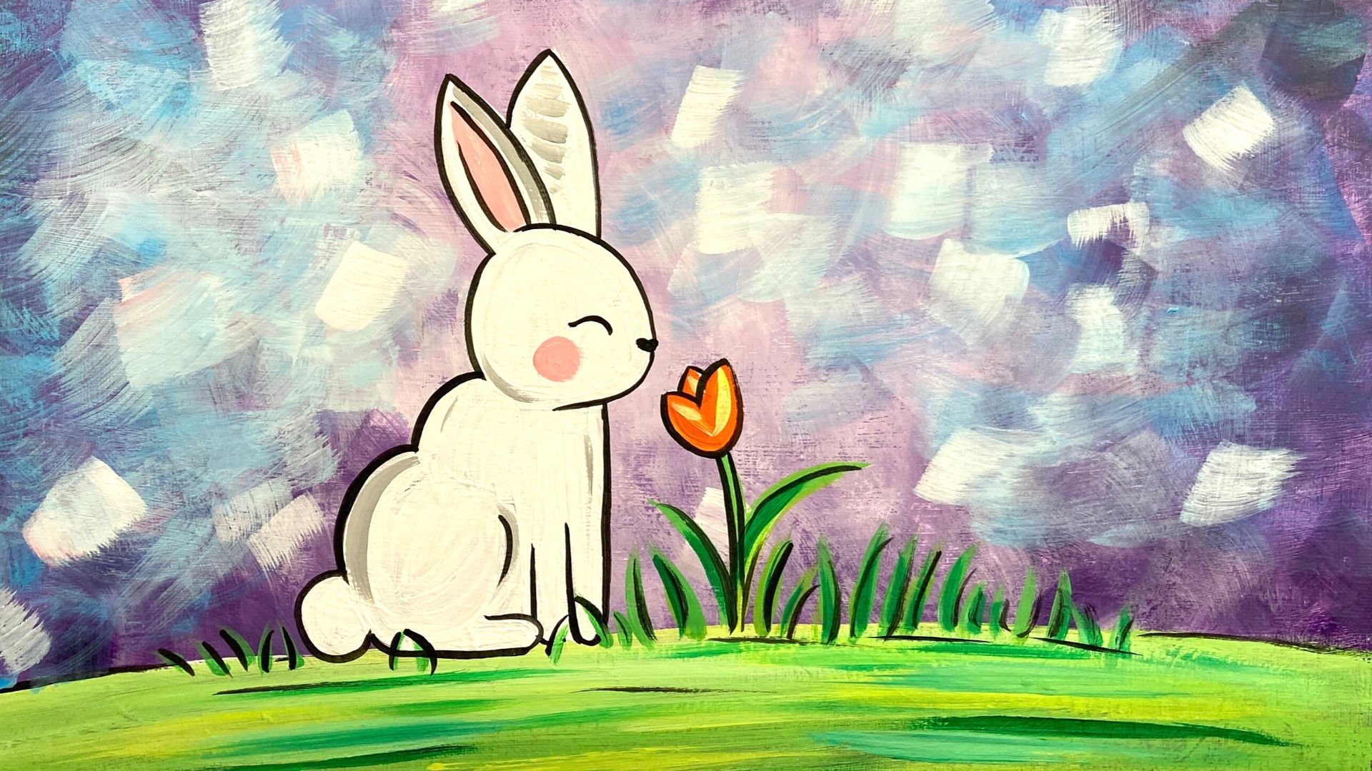 Easter Bunny acrylic painting by Skye Pratt