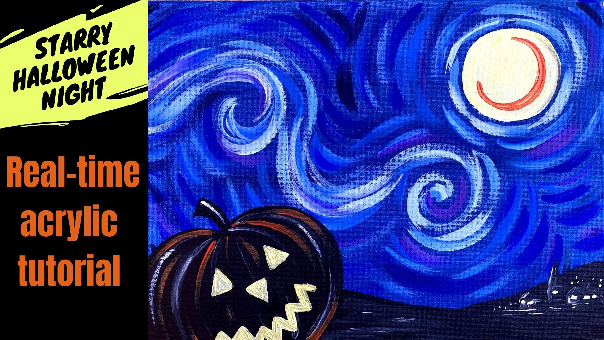 Tune in and paint 'Starry Halloween Night' today at 12 p.m. PST