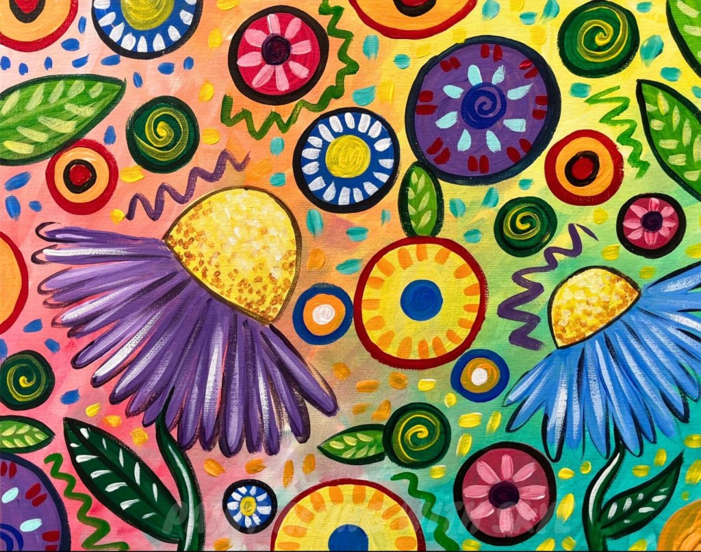 Crazy Daisies acrylic painting by Skye Pratt
