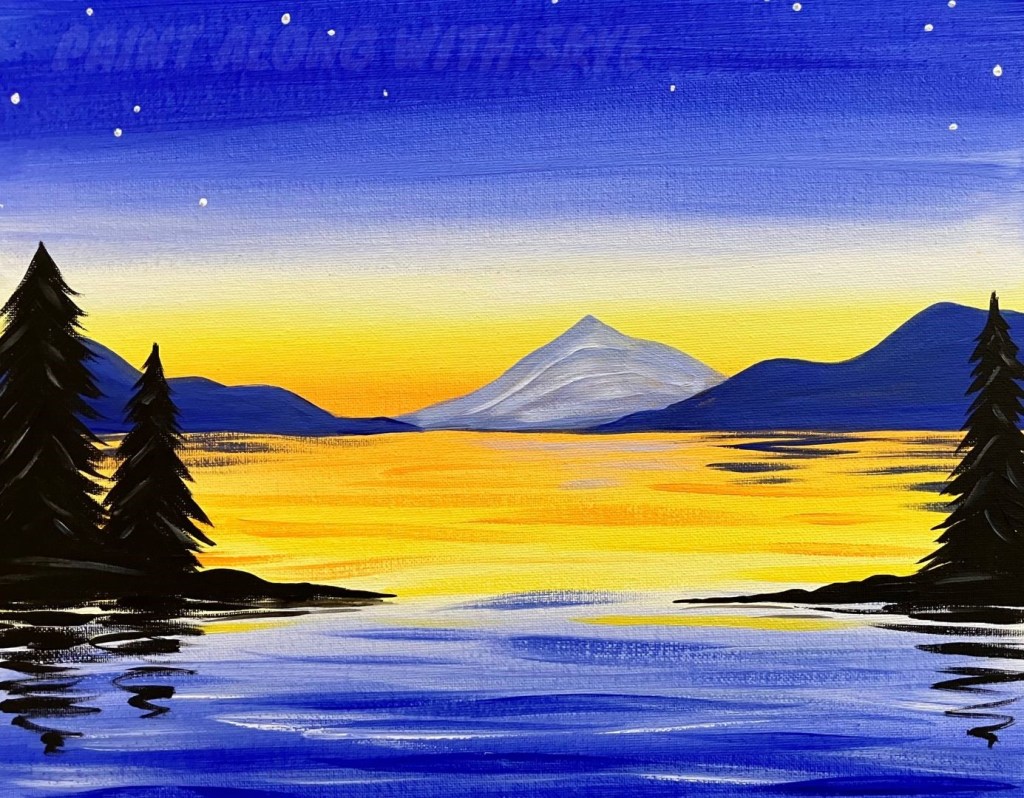 Lakeside Sunset acrylic painting by Skye Pratt