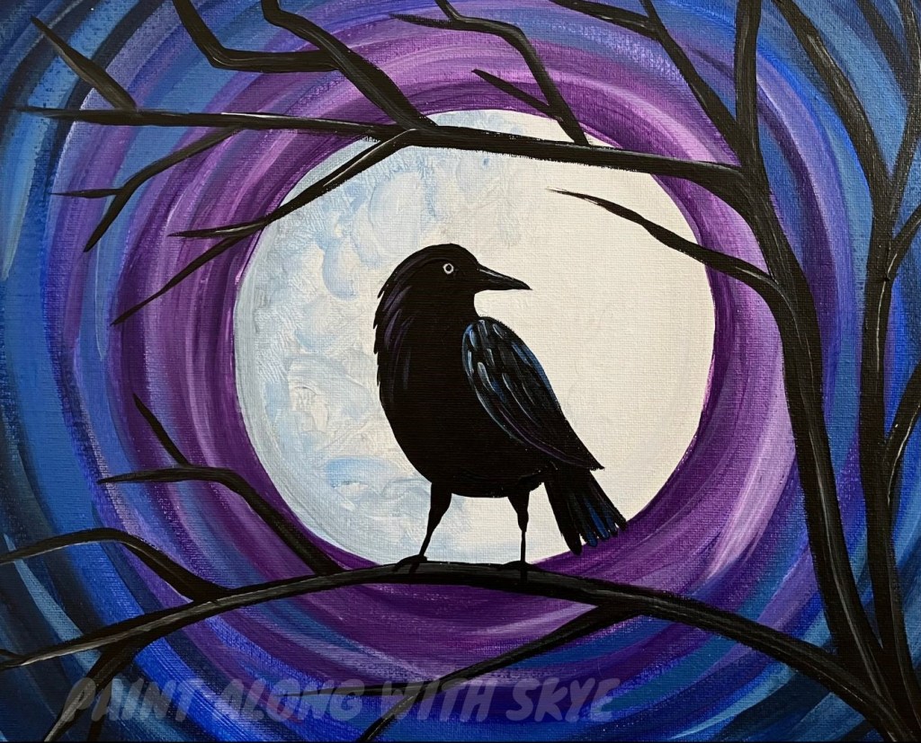 Raven Silhouette acrylic painting by Skye Pratt