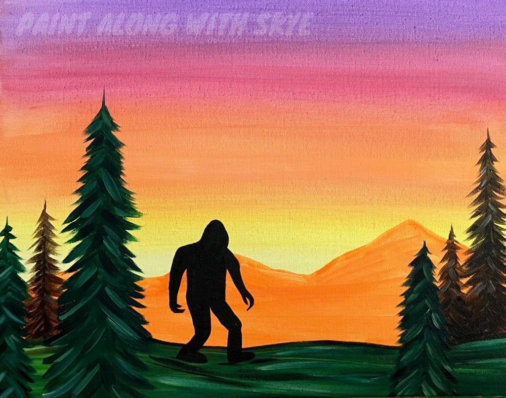 Bigfoot Silhouette acrylic painting by Skye Pratt
