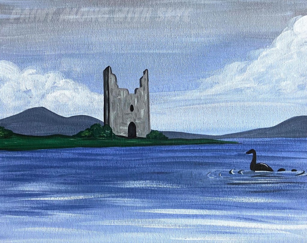 Nessie acrylic painting by Skye Pratt