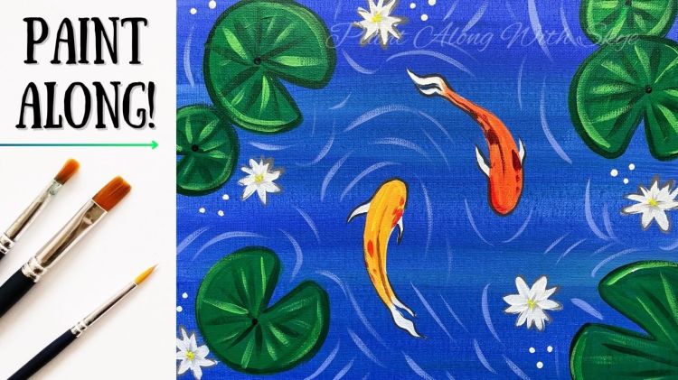EP249 – ‘Koi Pond’ easy acrylic painting tutorial for beginners step-by