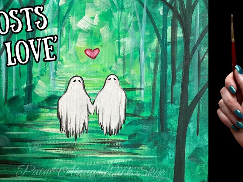 EP252 – ‘Ghosts in Love’ paint along with this easy Halloween acrylic painting&nbsp;tutorial