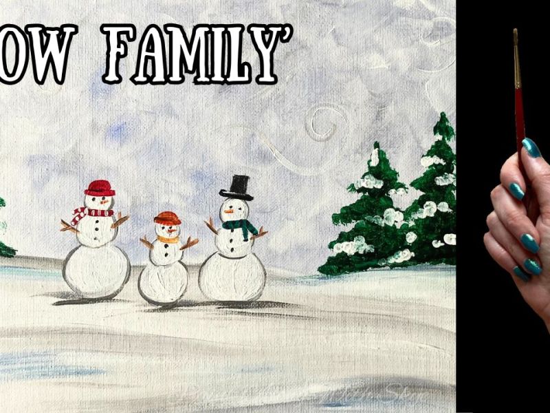 EP255- ‘Snow Family’ easy Christmas winter holiday snow people painting&nbsp;tutorial