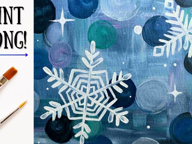 EP257- ‘Let it Snow’ easy wintery snowflake acrylic painting tutorial step-by-step for&nbsp;beginners