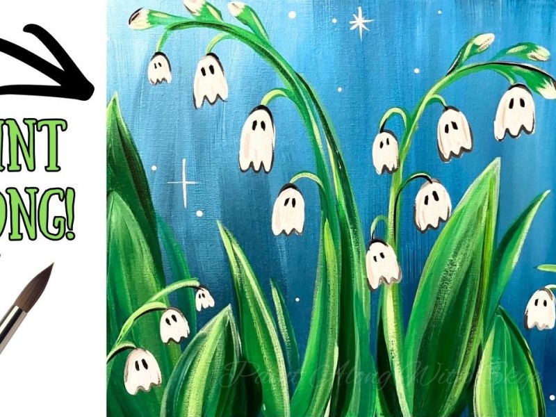 278 – ‘Ghost Lilies of the Valley’ spooky flower acrylic painting tutorial for&nbsp;beginners