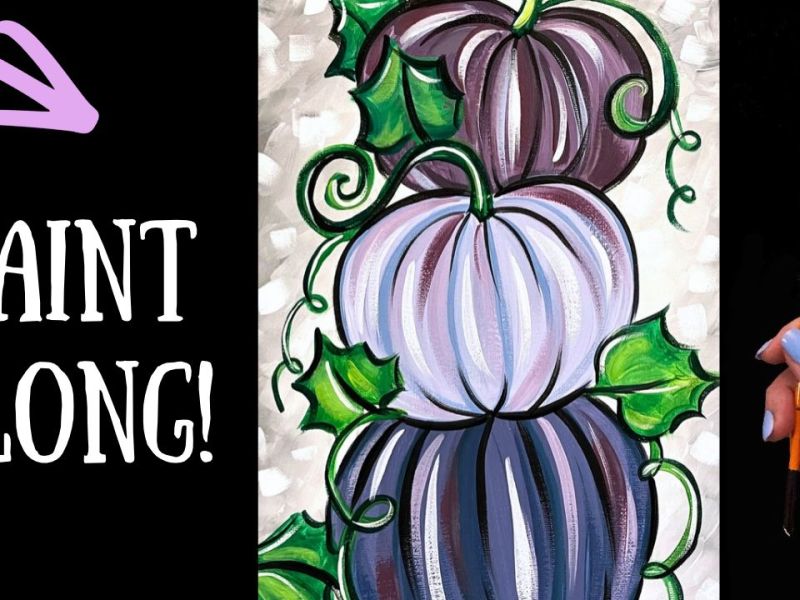 277 – ‘Purple Pumpkin Stack’ easy Fall painting tutorial for&nbsp;beginners