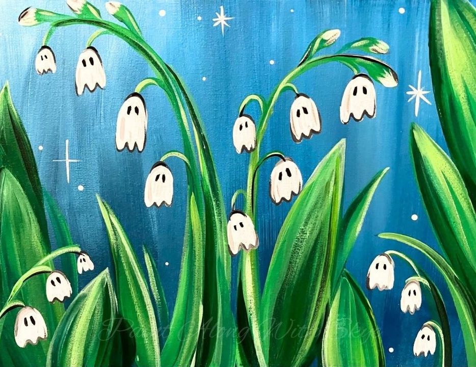 Ghost Lilies of the Valley acrylic painting by Skye Pratt