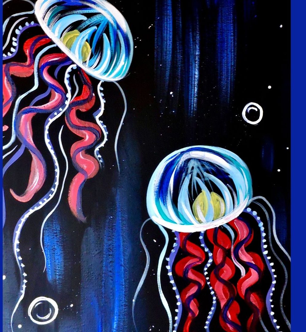 Jellies acrylic painting by Skye Pratt