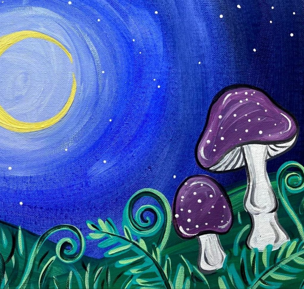 Mushroom Magic acrylic painting by Skye Pratt