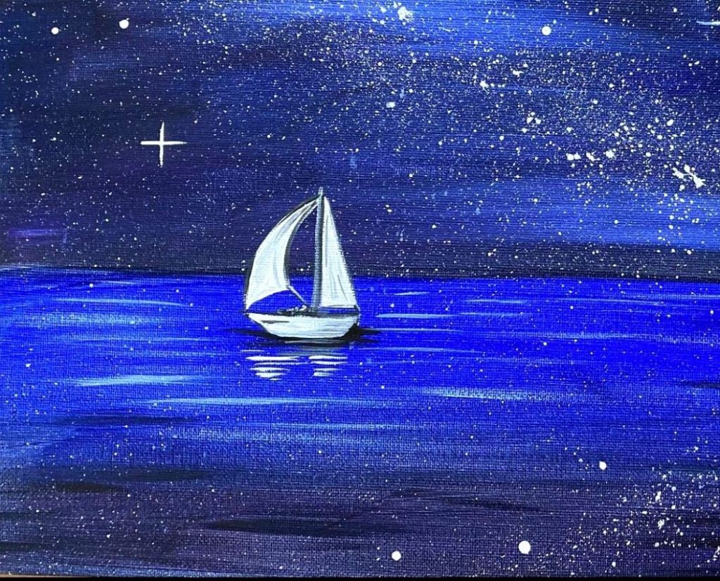 Midnight Sail acrylic painting by Skye Pratt