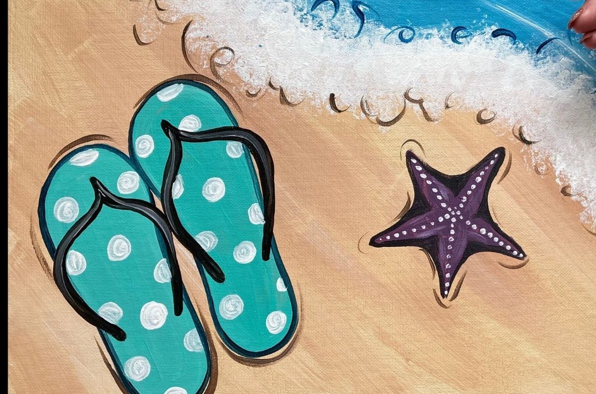 Seaside Sandals acrylic painting by Skye Pratt