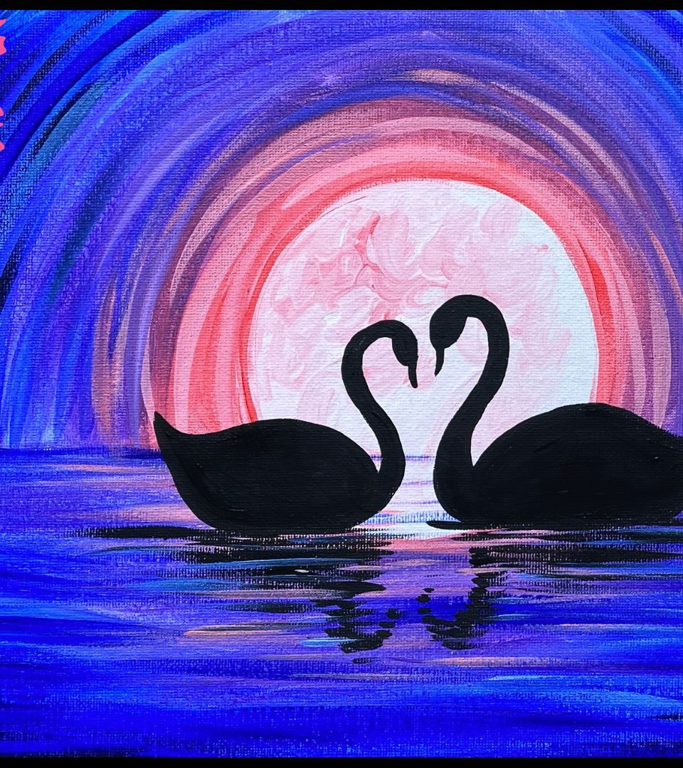 Swans in the Moonlight acrylic painting by Skye Pratt