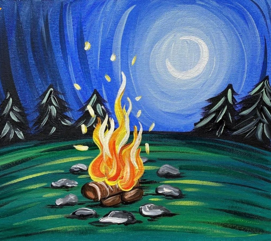Campfire acrylic painting by Skye Pratt