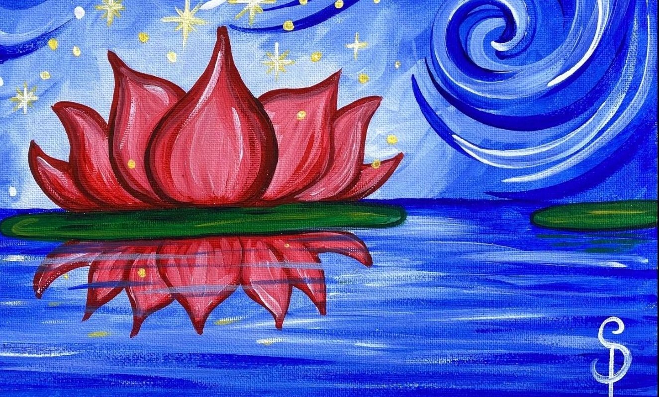 Magic Lotus acrylic painting by Skye Pratt