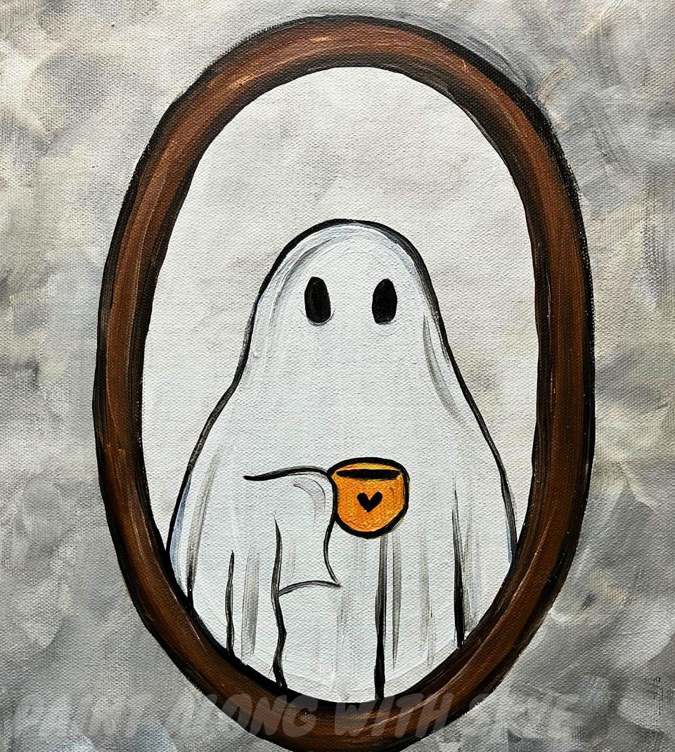 Cute Ghost in the Mirror acrylic painting by Skye Pratt
