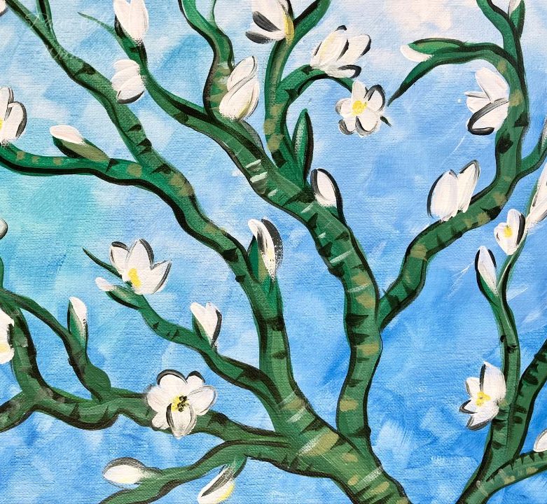 Almond Blossoms acrylic painting by Skye Pratt