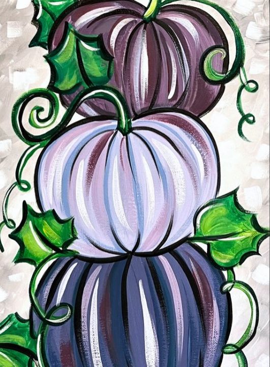 Purple Pumpkin Stack acrylic painting by Skye Pratt