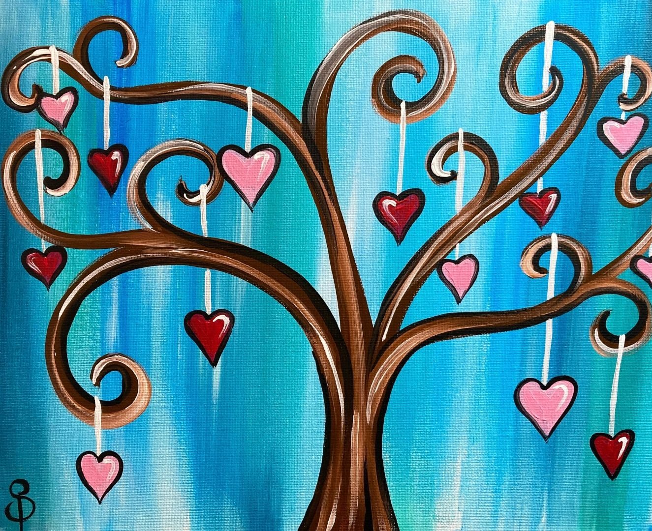 Tree of Hearts acrylic painting by Skye Pratt