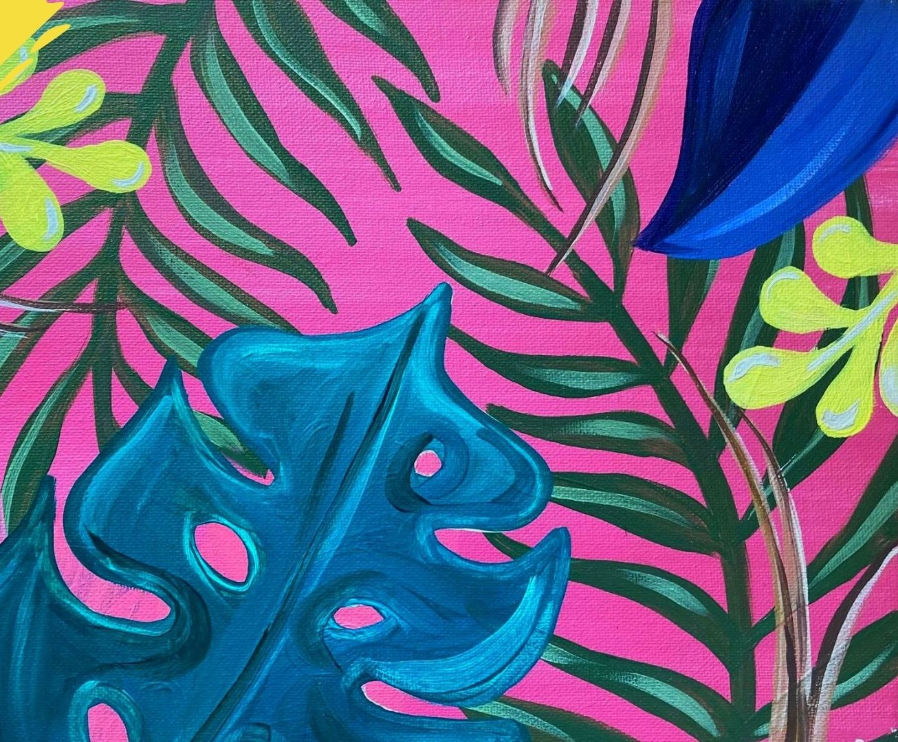 Tropical Leaves acrylic painting by Skye Pratt