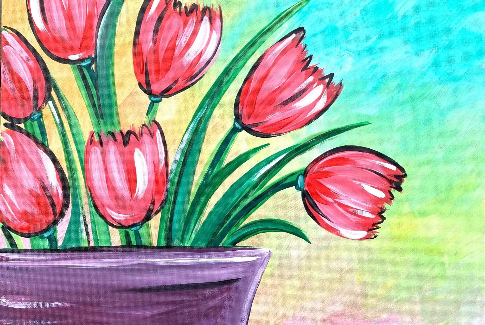 Tulip Bouquet acrylic painting by Skye Pratt